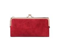 Cartera larga multifuncional de color sólido, monedero vintage de embrague, cartera con cremallera para mujer, Qb332-rojo, 1 pieza