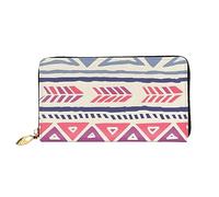 Cartera larga para mujer con patrón floral geométrico liso y cartera con cremallera, organizador de múltiples tarjetas, 7.48 x 4.13 pulgadas (aprox. 19 x 10.5 cm), Black, Talla única