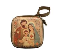 Cartera ligera con diseño de dibujos animados con cremallera compacta para guardar joyas, auriculares, portátil, uso diario, diseño de dibujos animados, Santa Casa, Talla única