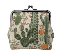 Cartera ligera minimalista con estampado de cactus verde para viajes escolares y de trabajo, Black, Talla única, Bolsa para monedas