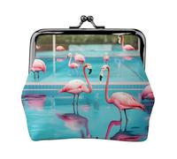 Cartera ligera minimalista con estampado de flamenco y piscina para viajes escolares y de trabajo, Black, Talla única, Bolsa para monedas