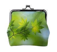 Cartera ligera minimalista con estampado de naturaleza verde HD para viajes escolares y de trabajo, Black, Talla única, Bolsa para monedas