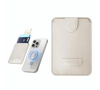 Cartera magnética compatible con MagSafe de cuero italiano - Be Your Santa MagWallet Premier - Diseño de lengüeta para iPhone 17, 16, 15, 14, 13, 12 (no para iPhone 13/12 Mini), color blanco crema