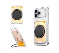 Cartera magnética con soporte giratorio de 360 grados para una visualización óptima más dos ranuras para tarjetas hechas de ABS negro (transparente)