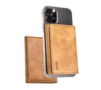Cartera Magnética Etres con Protección RFID, Compatible con MagSafe para iPhone Serie, Tarjetero de PU Leather, Bolsillo para Efectivo y 6 Ranuras para Tarjetas, Casual (Marron Profundo con Bolsillo)