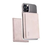 Cartera Magnética Etres con Protección RFID, Compatible con MagSafe para iPhone Serie, Tarjetero de PU Leather, Bolsillo para Efectivo y 6 Ranuras para Tarjetas, Casual (Rosa con Bolsillo)
