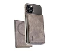 Cartera Magnética Etres con Protección RFID, Compatible con MagSafe para iPhone Serie, Tarjetero de PU Leather, Bolsillo para Efectivo y 6 Ranuras para Tarjetas, Casual (Gris con Bolsillo)