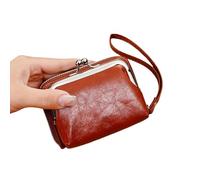 Cartera Mini Clásica para Mujer con Cierre de Bloqueo de Beso y Cremallera, Herrajes en Tono Dorado, Monedero y Tarjetero Multicompartimento, Varios colores, Compacto, Clásicos