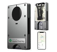 Cartera minimalista con chip Airtag integrado, soporte para tarjetas de crédito con bloqueo RFID, cartera delgada para hombres, compatible solo con Apple Find My Ios, cartera rastreable, Gris, Airtag