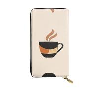 Cartera minimalista de cuero con cremallera de café, bolsa de mano de 7.5 x 4.1 pulgadas de largo, múltiples compartimentos y gran capacidad, un buen regalo para amigos