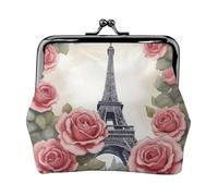Cartera minimalista ligera con diseño de rosas de la Torre Eiffel para viajes diarios y aventuras de viaje, Negro, One Size, Art Deco