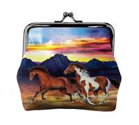 Cartera minimalista ligera con estampado de caballos corriendo, bolsa compacta para monedas para visitas al gimnasio y mandados, Black, Talla única, Bolsa para monedas