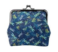 Cartera minimalista ligera con estampado de libélula, bolsa compacta para monedas para visitas al gimnasio y mandados, Black, Talla única, Bolsa para monedas