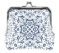 cartera moderno de invierno con diseño de mandala azul para mujer, de piel, con hebilla de beso, Mandala de invierno de moda azul, UNITALLA, Classic, Mandala de invierno de moda azul, UNITALLA