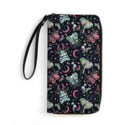 Cartera Moth Moon Magical Garden para mujer y hombre, de piel sintética, tarjetero, organizador de tarjetas de crédito e identificación con bolsillo con cremallera para monedas y correa para la muñeca