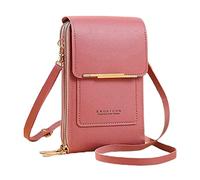 Cartera multifuncional de piel sintética para mujer, de un solo hombro, con pantalla táctil, de comercio exterior, bolsa de hombro extragrande, Rojo sandía, Talla única