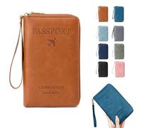 Cartera Multifuncional RFID para Pasaporte Rowgins, Funda antirrobo para Pasaporte, Funda para Pasaporte con lo Esencial para Viajar, para Tarjetas de crédito (Marrón)