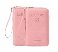 Cartera multifuncional RFID para pasaporte, soporte para pasaporte RFID para cartera, funda de almacenamiento antirrobo esencial de viaje, funda protectora antirrobo, rosado+rosado, Moderno