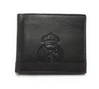 LUGUPELL Cartera Oficial del Real Madrid - Piel 100% Legítima con Protección RFID, Diseño Exclusivo con Escudo del Club. Regalo para Hombre. (Americano con Monedero Marron)