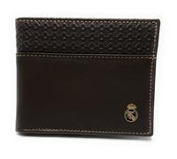 Cartera Oficial del Real Madrid - Piel Premium 100% Legítima, Protección RFID Avanzada, Grabado Exclusivo y Estilo Moderno. Regalo de Calidad para Hombre. (Americano SIN Monedero Marron)