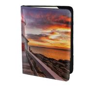 Cartera para documentos de viaje con estampado de faro de 5.5 pulgadas, elegante, almacenamiento seguro para viajeros