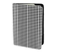 Cartera para documentos de viaje con estampado de pata de gallo de 5.5 pulgadas, color negro, para pasaporte, almacenamiento seguro para viajeros