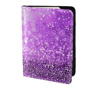 Cartera para documentos de viaje con estampado de purpurina morada brillante de 5.5 pulgadas para pasaporte, almacenamiento seguro para viajeros
