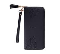 Cartera para hombre al aire libre, color liso, para múltiples tarjetas, carné de identidad, bolso de mano, fundas para tarjetas de embrague (negro, talla única)