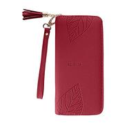Cartera para hombre al aire libre, color liso, para múltiples tarjetas, carné de identidad, bolso de mano, fundas para tarjetas de embrague (rojo, talla única)