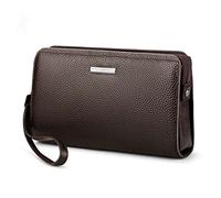 Cartera para hombre de cuero genuino con bolsillo para monedas, monedero largo con cremallera para hombre, cartera masculina de negocios, carteras grandes para hombre (color: B tamaño: talla única)