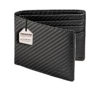 Cartera para hombre, de piel auténtica, con bloqueo RFID, plegable, en elegante caja de regalo, Carbon Black, Small