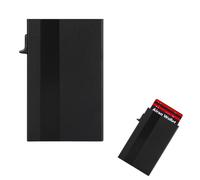 Cartera para hombre, delgada, con tarjetero desplegable de aluminio, placa trasera expandible y duradera, mini cartera con bloqueo RFID y monedero (negra).