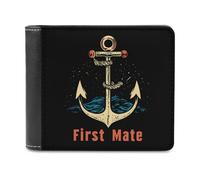 Cartera para Hombre First Mate Anchors, Delgada, Plegable, con Bolsillo Frontal y Ventana para 6 Documentos de Identidad