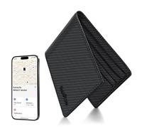 Cartera para hombre, rastreador Bluetooth integrado con Apple Find My (solo iOS), bloqueo RFID, cartera plegable para hombre con rastreador GPS, buscador de carteras recargables, regalo para él, negro