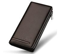 Cartera para Hombre Tarjetero Largo Monedero Masculino Cremallera Cartera de Cuero de Piel de Vaca de Gran Capacidad para Hombres (Color: A Tamaño: Un tamaño)