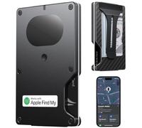 Cartera para hombre ultrafina, con seguimiento de ubicación, Air Wallet Build-in Airtag Chip compatible con Apple Find My iOS Only, soporte para tarjetas con bloqueo RFID con clip para dinero, Fibra