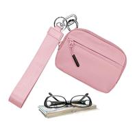 Cartera para llaveros, cartera para mujer, con cremallera, bolsa de muñeca, llavero de nailon impermeable, bolsa compacta con cremallera con correa de mano para dinero, fácil acceso, Pink, Refer to