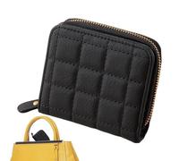 Cartera para mujer - Cartera de gran apertura con cremallera para identificación, cartera portátil con cremallera para citas, reunión, trabajo, viajes, Black, Refer to , Unisex