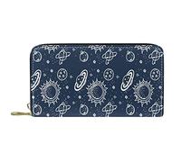Cartera para Mujer Carteras de Mano para Mujer Tarjetero Organizador Cremallera de Cuero PursePlanet Patrón Nave Espacial