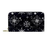 Cartera para Mujer Carteras de Mano para Mujer Tarjetero Organizador Cuero Cremallera Monedero Brújula Rosa de los Vientos