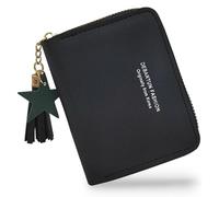 Cartera para Mujer, Carteras de Mujer Confeccionadas en Piel Sintética Lisa y Suave,Billetera Corta Pequeña Las Señoras Carteras de Mujer con Cremallera (Negro)