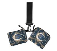 Cartera para mujer, diseño de luna, color azul oscuro, boho, monedero, monedero, monedero, monedero, monedero, monedero, monedero, monedero, monedero, monedero, monedero, monedero, monedero, monedero