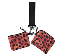 Cartera para mujer, diseño de piel de leopardo, color rojo y negro, delgada, desmontable, con bolsillo con cremallera, 2 paquetes, piel de animal leopardo rojo negro, 1 size, Casual