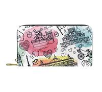 Cartera para Mujer, monederos de Mano para Mujer, Tarjetero, Organizador, Monedero de Cuero con Cremallera, Francia, París, Torre Eiffel, patrón de Amor