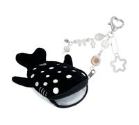 Cartera para niños con temática de ballena y monedero de tela de felpa con cremallera, perfecta para pequeños contenedores de almacenamiento para niños, Black, Mass Beauty