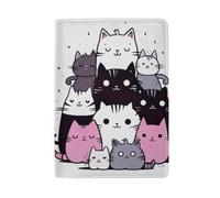 Cartera para pasaporte de viaje con diseño de gato mirando hacia el espacio, Lindos amigos de dibujos animados