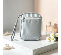 Cartera para pasaporte, funda transparente para documentos, Gris, Classic | La cartera de tela compacta combina ranuras de identificación transparentes con bolsas con cremallera. El soporte de viaje