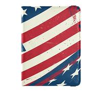 Cartera para pasaporte y tarjeta de vacunación con ilustración de elementos de la bandera estadounidense, funda para pasaporte con bloqueo RFID, funda para pasaporte, documentos de viaje, cartera de