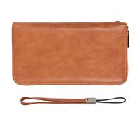 Cartera para Tarjetas DE CRÉDITO 36 Ranuras para Tarjetas Funda Larga DE Cuero PU Seguro con Cremallera Monedero con Correa DE Mano IDENTIFICACIÓN EN Efectivo (Marrón)