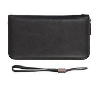 Cartera para Tarjetas DE CRÉDITO 36 Ranuras para Tarjetas Funda Larga DE Cuero PU Seguro con Cremallera Monedero con Correa DE Mano IDENTIFICACIÓN EN Efectivo (Negra)